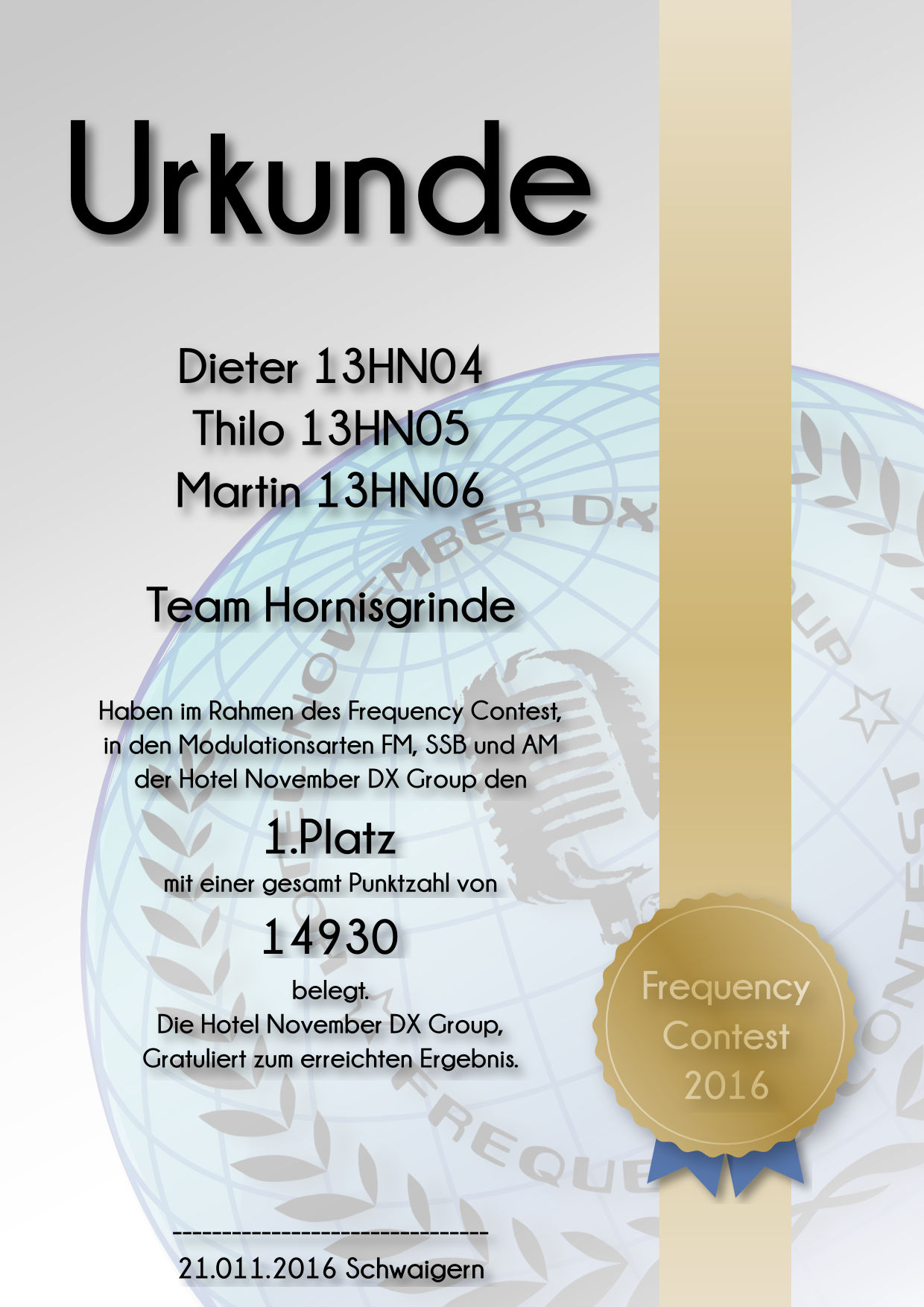 HNDX Urkunde Contest 2016 Platz01